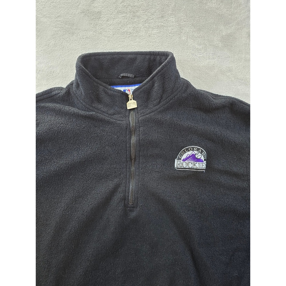 Vintage Colorado Rockies Jacket Mens XL Black Fleece 1/4 Zip Logo Athletic *Read